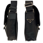 Prada Tessuto Black Silver Nylon Leather Shoulder Bag — view 7