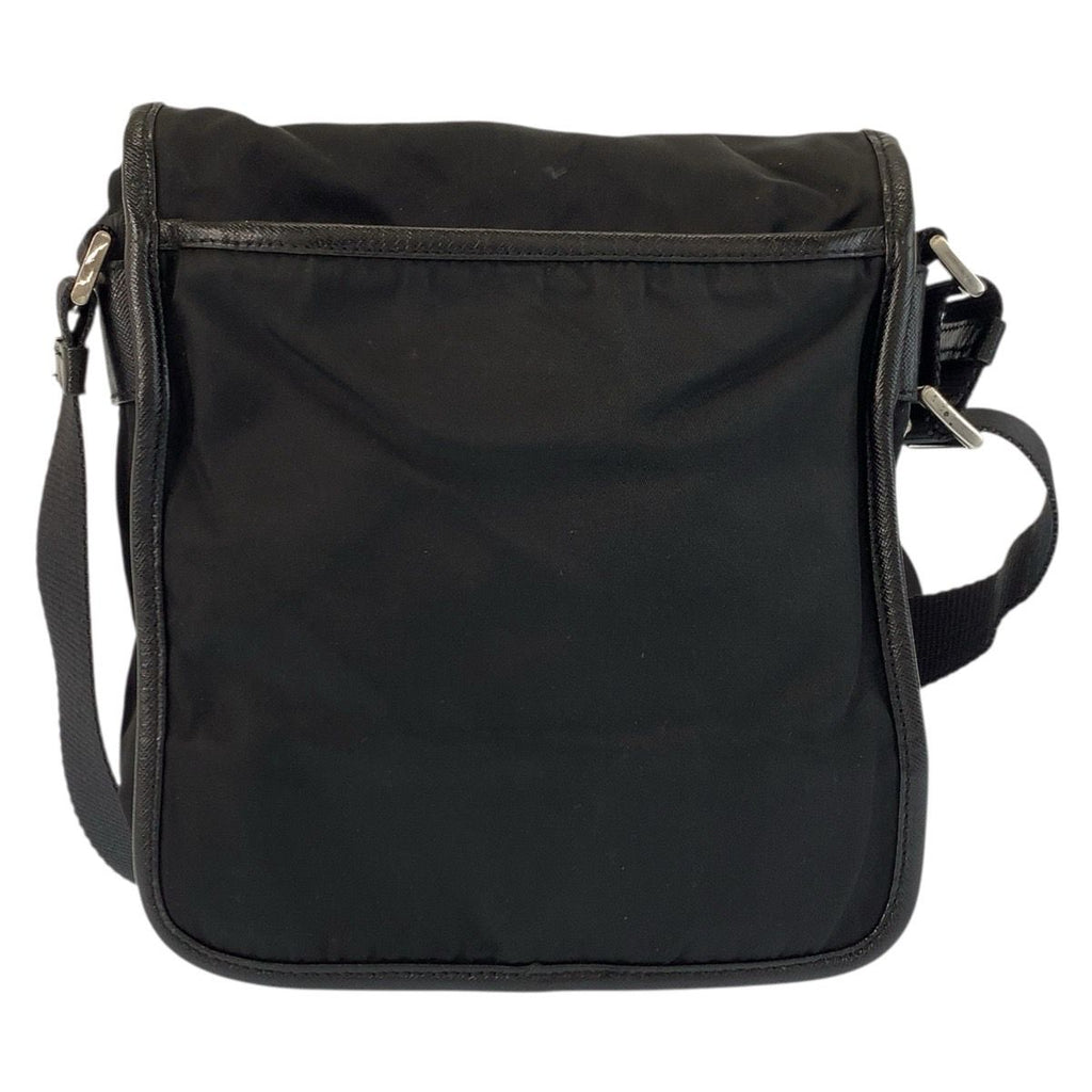 Prada Tessuto Black Silver Nylon Leather Shoulder Bag — view 2