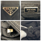 Prada Tessuto Black Silver Nylon Leather Shoulder Bag — view 3