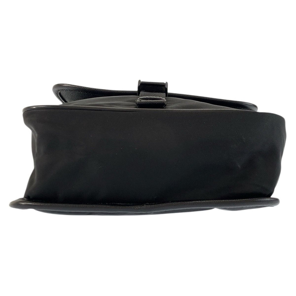 Prada Tessuto Black Silver Nylon Leather Shoulder Bag — view 9