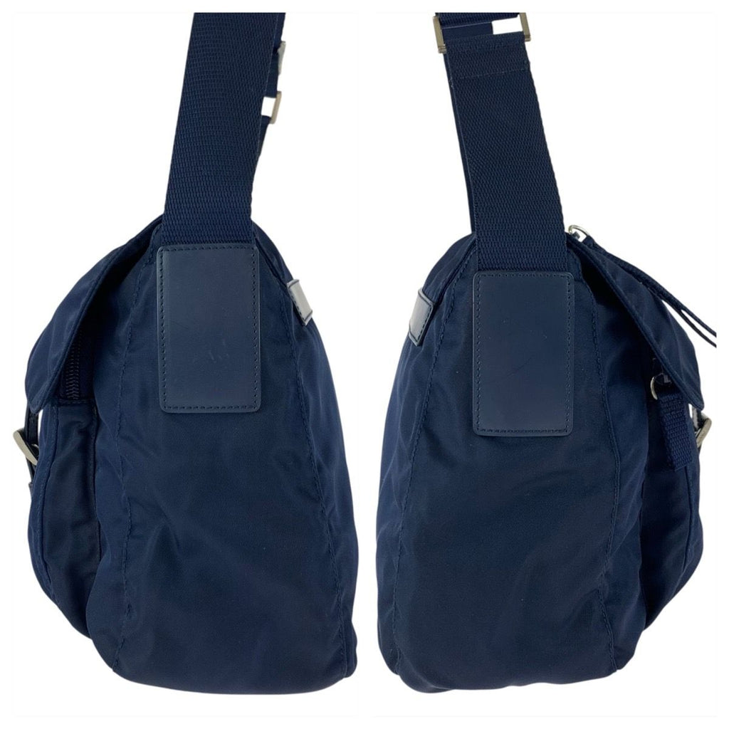 Prada Tessuto Navy Silver Nylon Leather Backpack — view 7