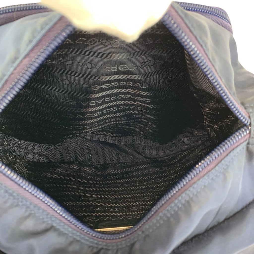 Prada Tessuto Navy Silver Nylon Leather Backpack — view 8