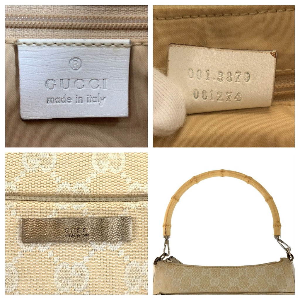 Gucci Bamboo Beige Silver GG Canvas Leather 001 Handbag — view 3