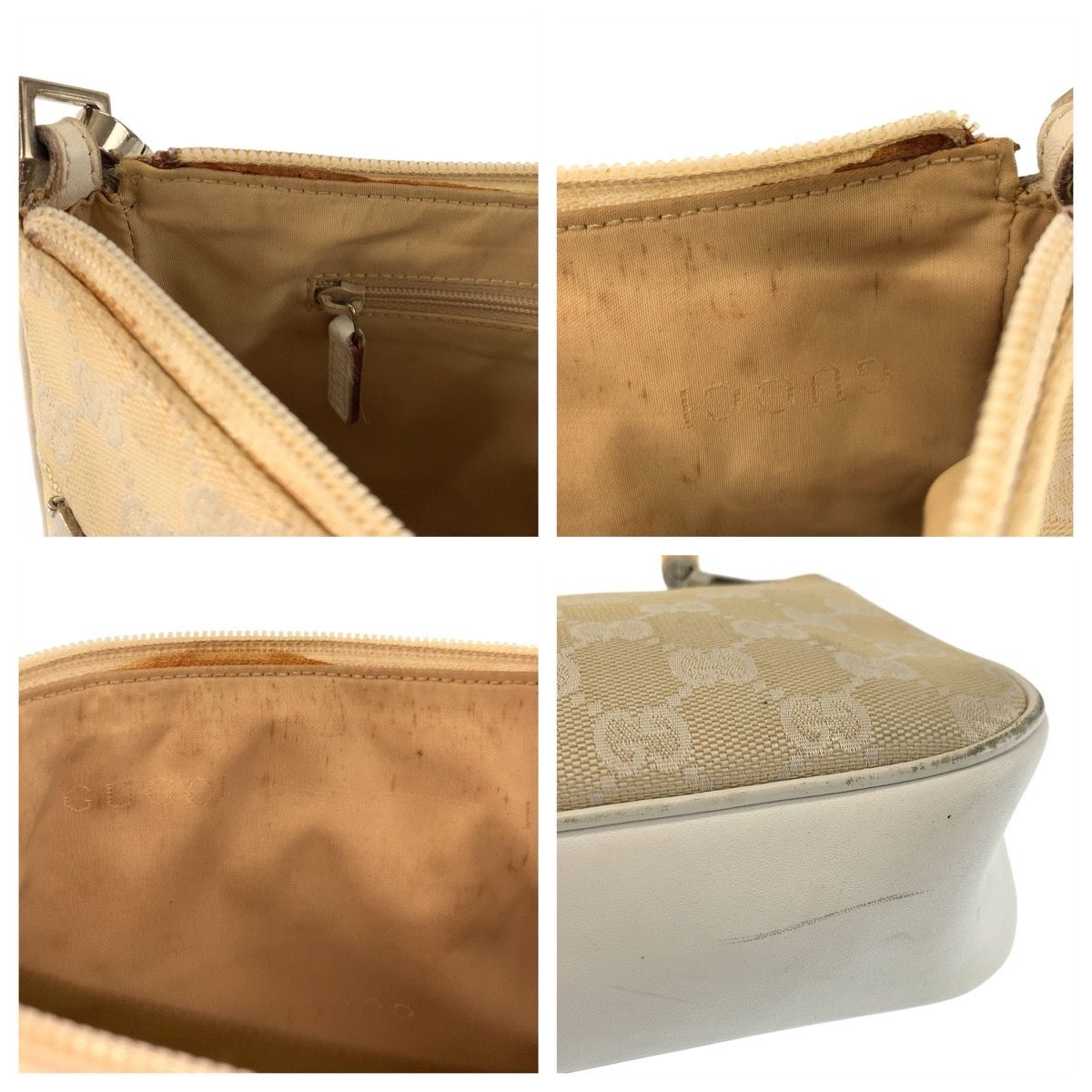Gucci Bamboo Beige Silver GG Canvas Leather 001 Handbag — view 5