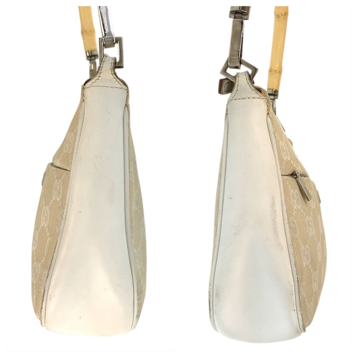 Gucci Bamboo Beige Silver GG Canvas Leather 001 Handbag — view 8
