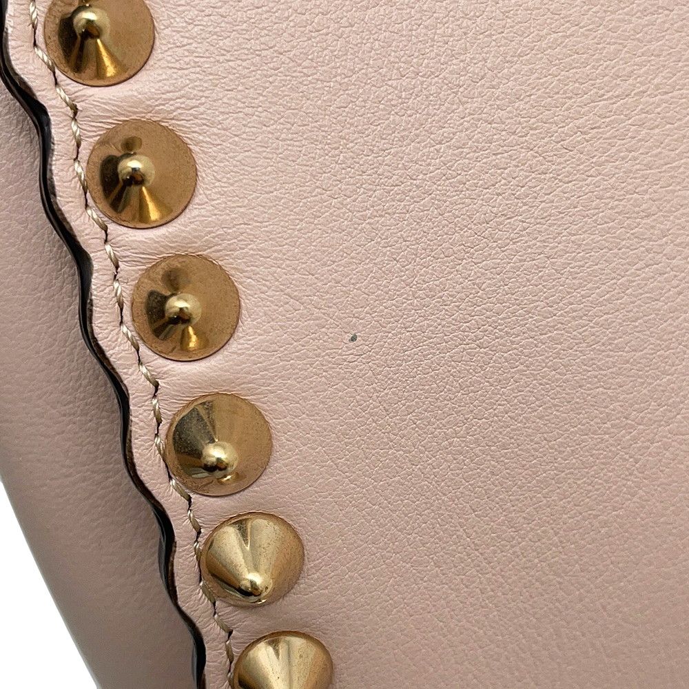 Fendi Peekaboo Regular Leather Studs 2-Way Shoulder Bag Pink Beige — view 9