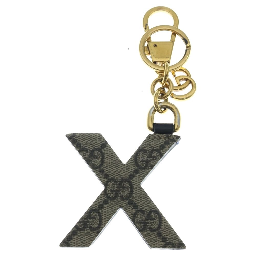 Gucci Alphabet Bag Charm Leather Key Ring Beige — view 2