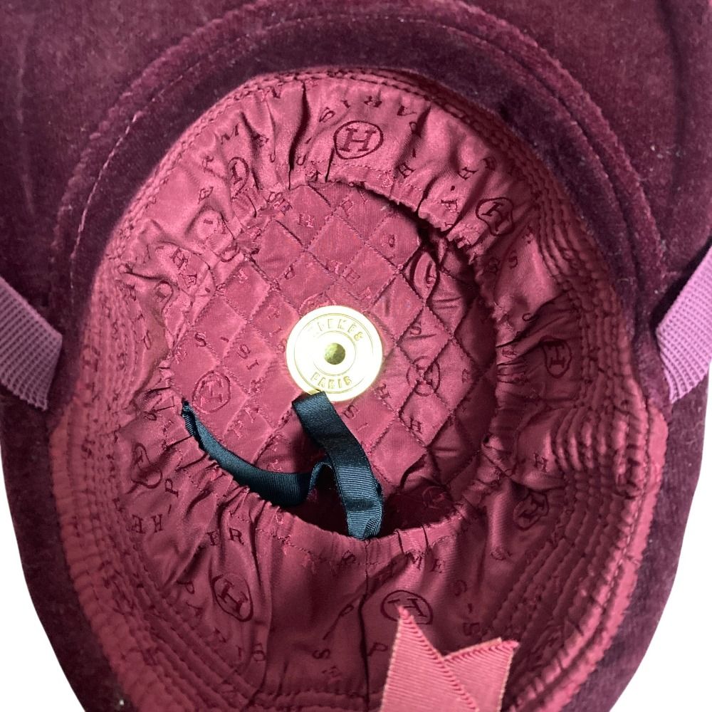 Hermes Velvet Horse Riding Helmet Shoulder Bag Bordeaux — view 5
