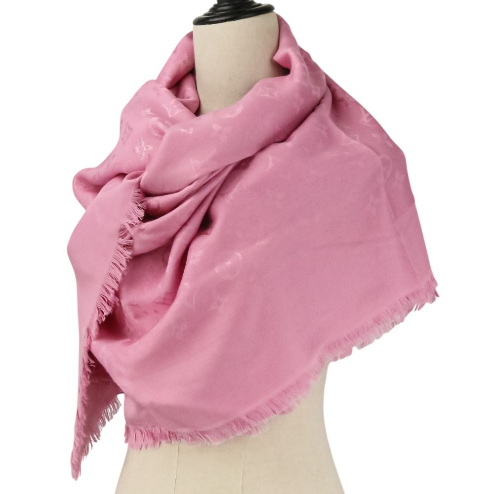 Louis Vuitton Monogram Silk Wool Shawl Pink — view 5
