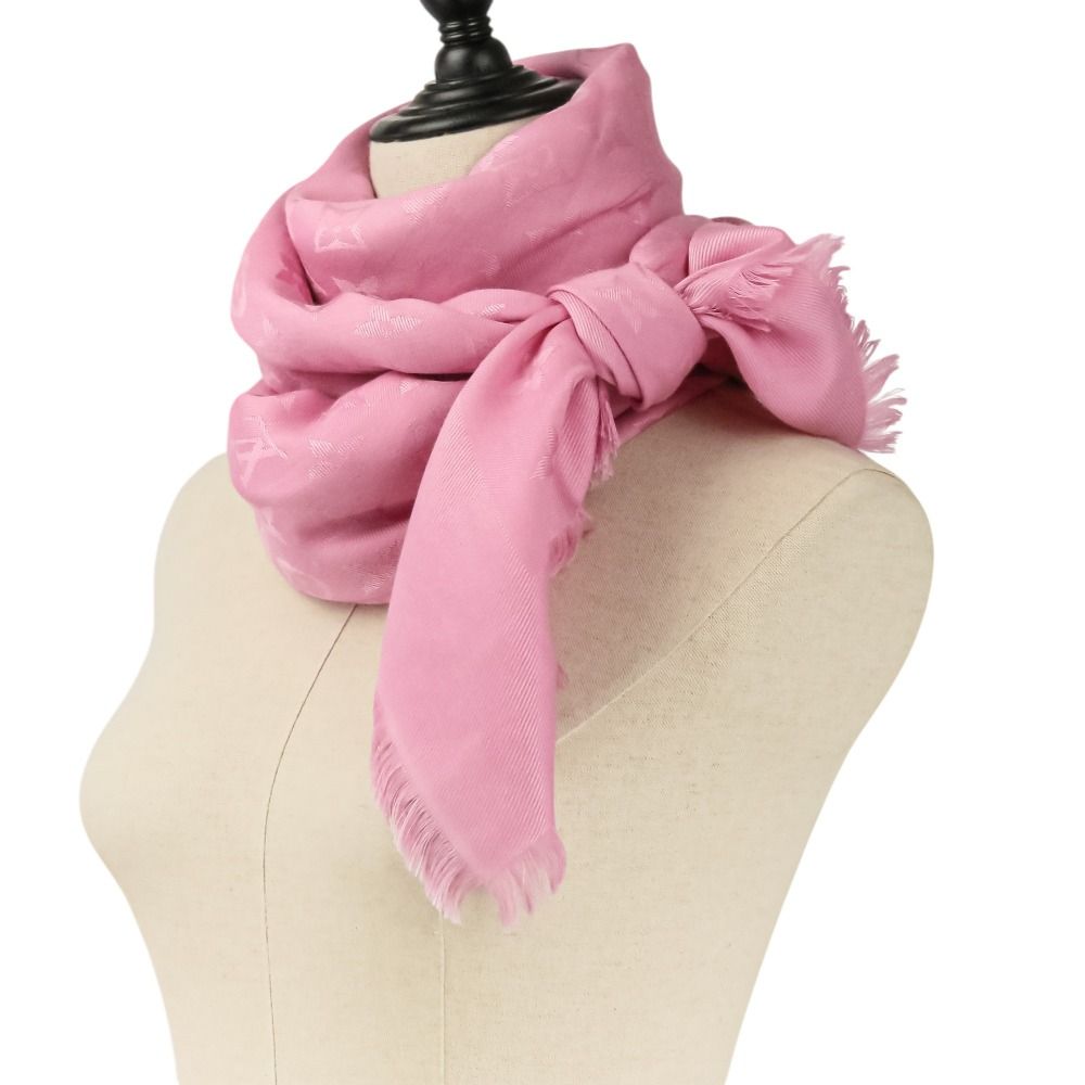 Louis Vuitton Monogram Silk Wool Shawl Pink — view 4