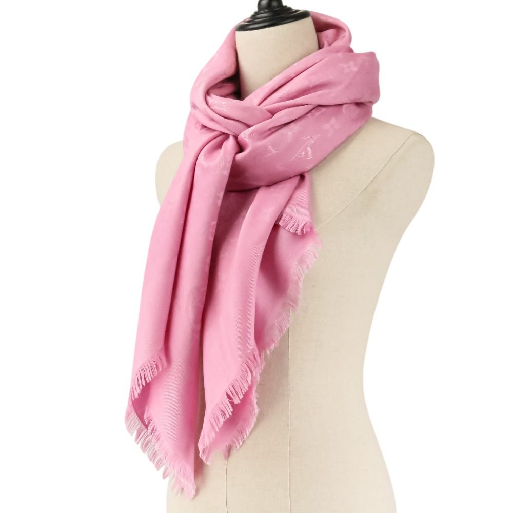 Louis Vuitton Monogram Silk Wool Shawl Pink — view 3