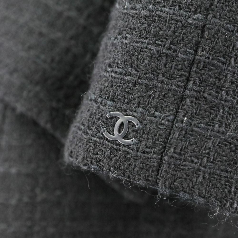 Chanel Tweed Coat with Scarf 36 Black — view 8