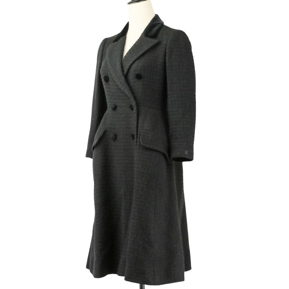 Chanel Tweed Coat with Scarf 36 Black — view 3