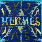 Hermes Scarf Silk Carre 90 Animal Alphabet Blue — view 6