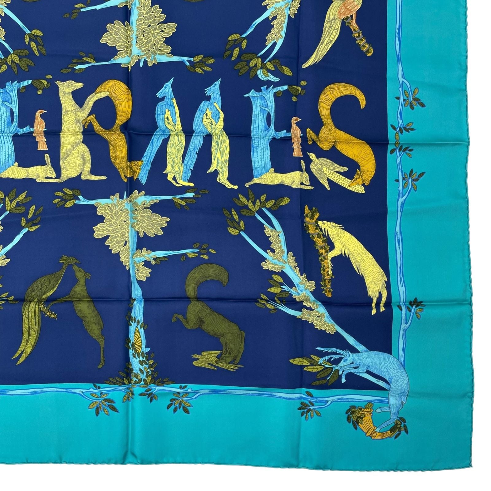 Hermes Scarf Silk Carre 90 Animal Alphabet Blue — view 5