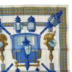 Hermes Scarf Silk Carre 90 Feux de Route Car Lantern White — view 3