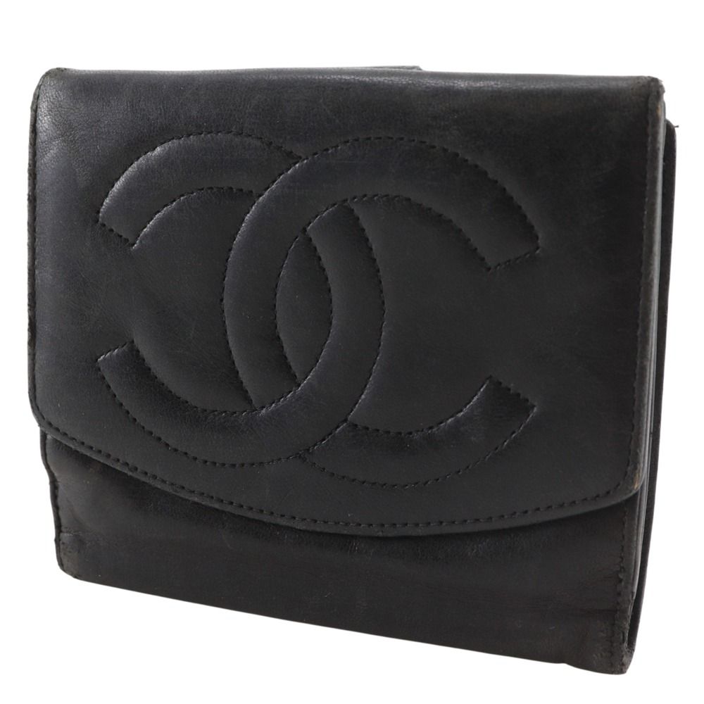 Chanel CC Logo Lambskin Black Bifold Wallet — view 2