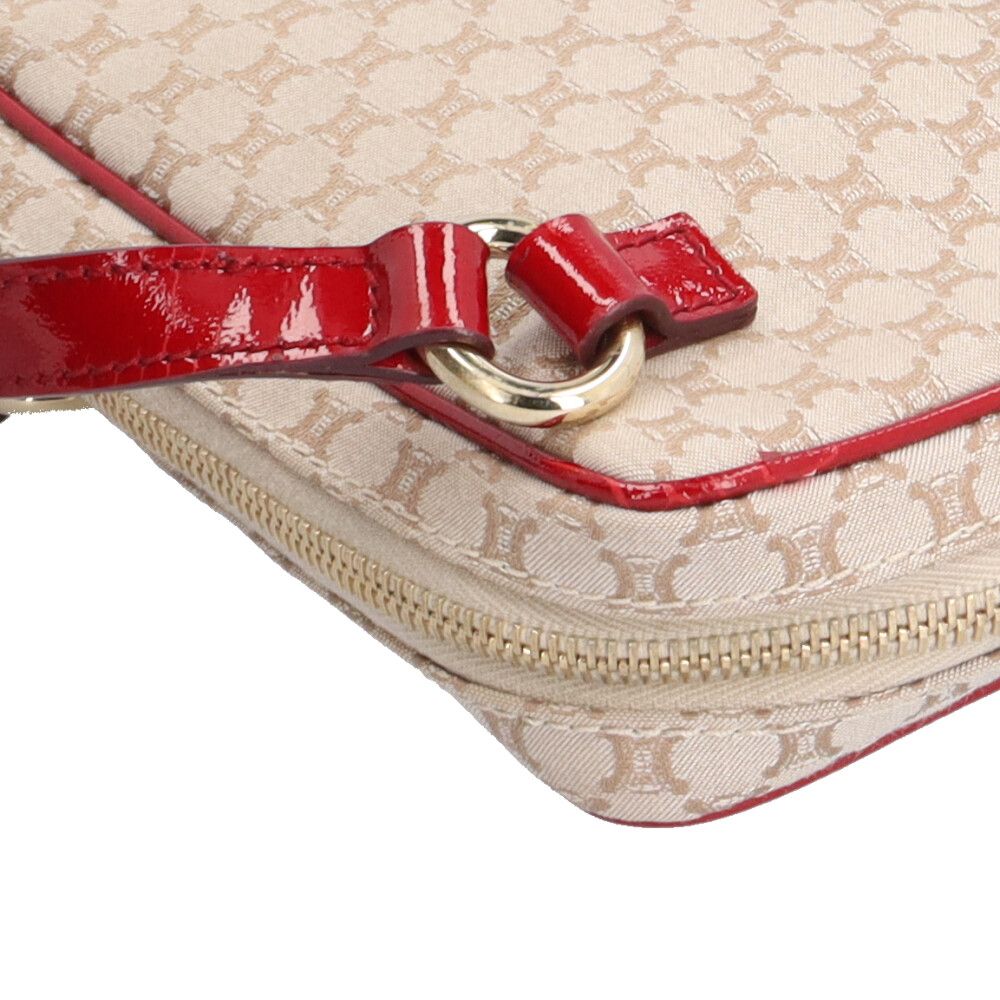 Celine Macadam Shoulder Bag Canvas Beige Red — view 8