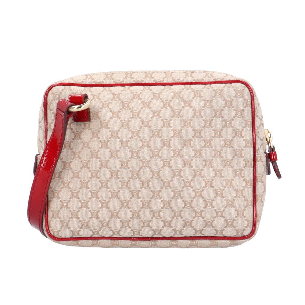 Celine Macadam Shoulder Bag Canvas Beige Red — view 3