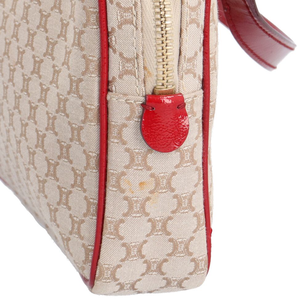 Celine Macadam Shoulder Bag Canvas Beige Red — view 9