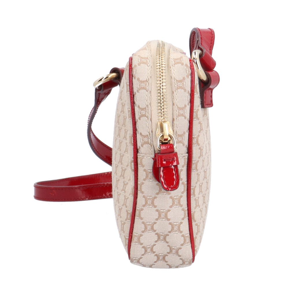 Celine Macadam Shoulder Bag Canvas Beige Red — view 4