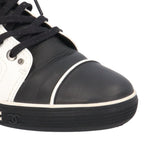 Chanel Quilted CC Logo Bicolor Sneakers Leather Black White — view 6