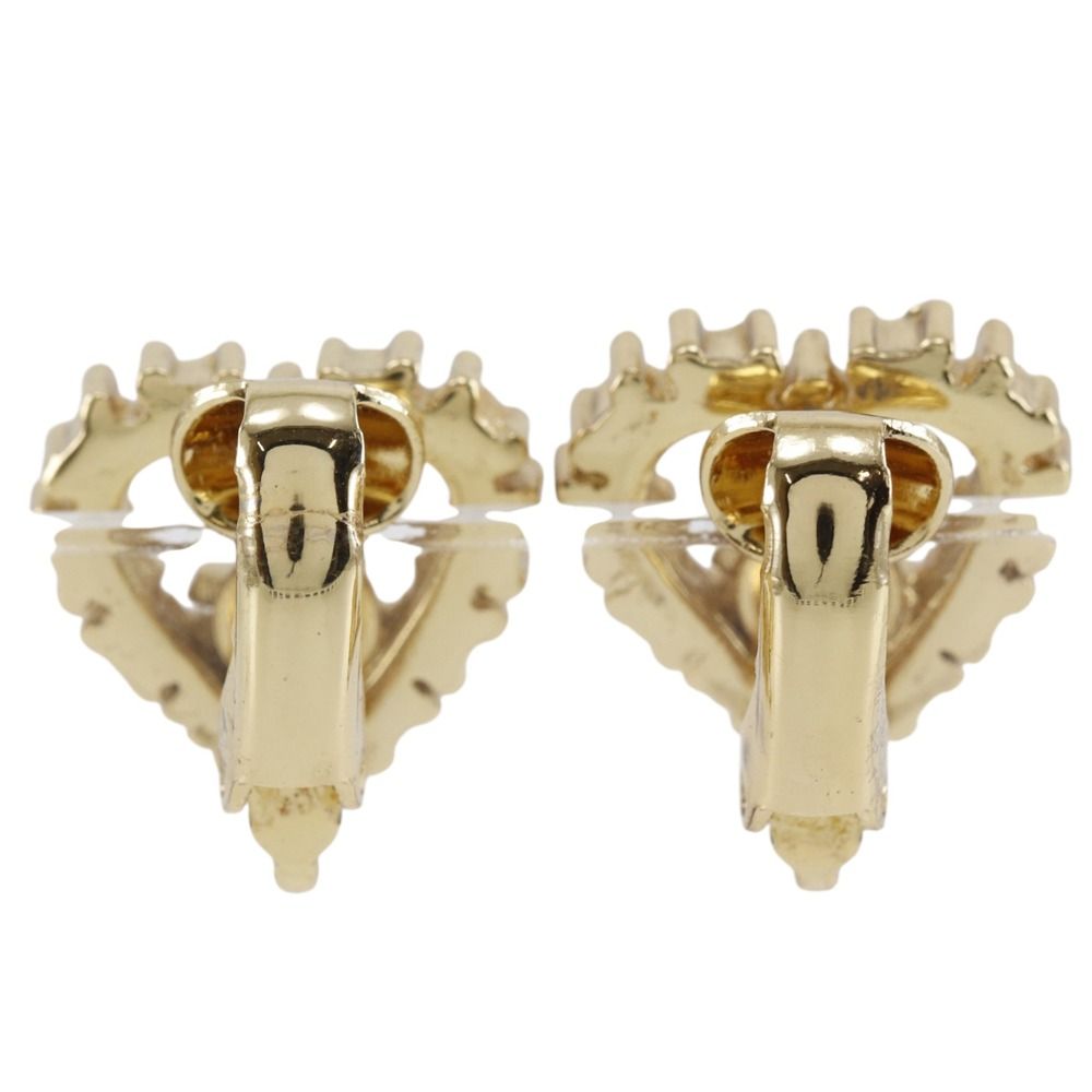 Dior Heart Logo Gold Plated Rhinestone Earrings — view 2