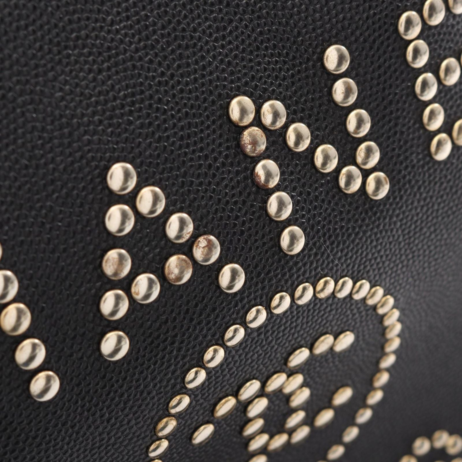 Chanel Shoulder Bag Deauville Black Leather Logo Stud — view 9