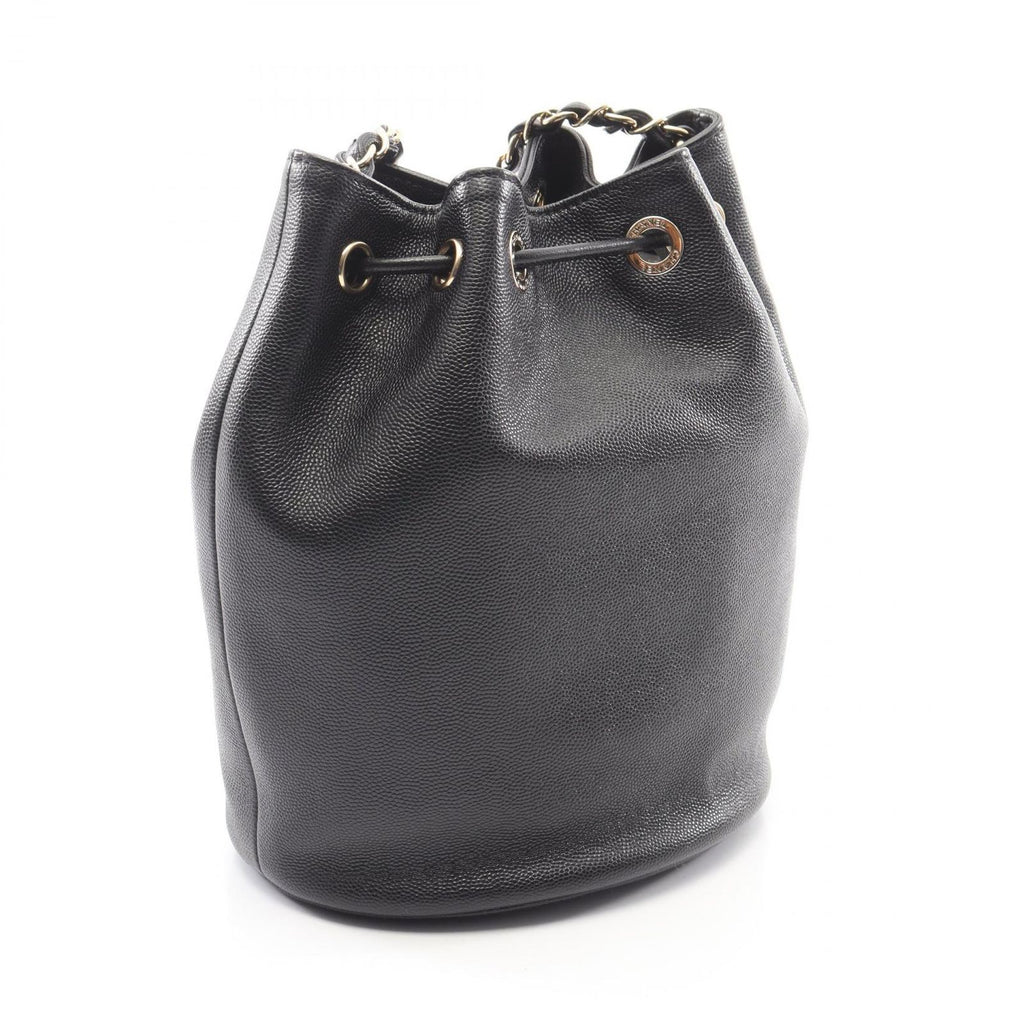 Chanel Shoulder Bag Deauville Black Leather Logo Stud — view 2