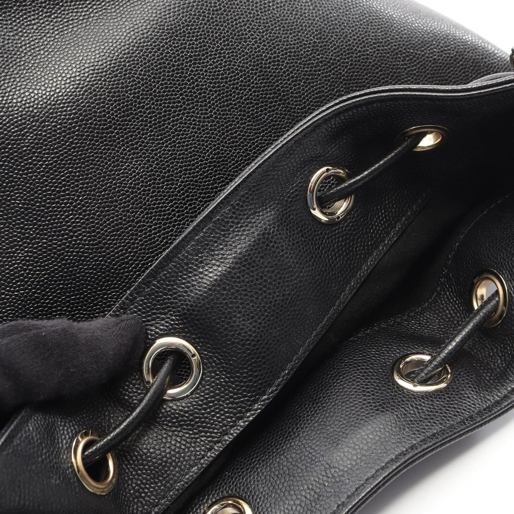 Chanel Shoulder Bag Deauville Black Leather Logo Stud — view 6
