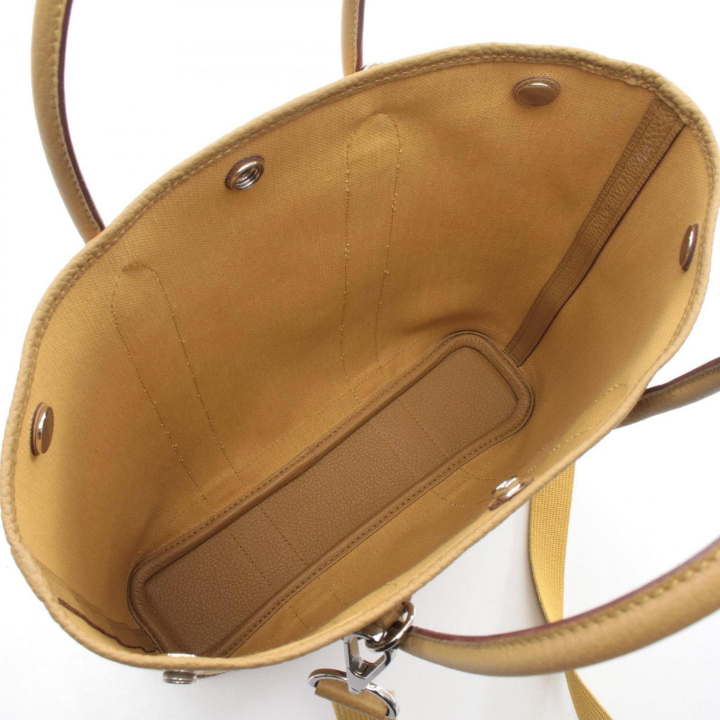 Hermes Tote Garden File PM Foin Canvas Yellow. Beige — view 3