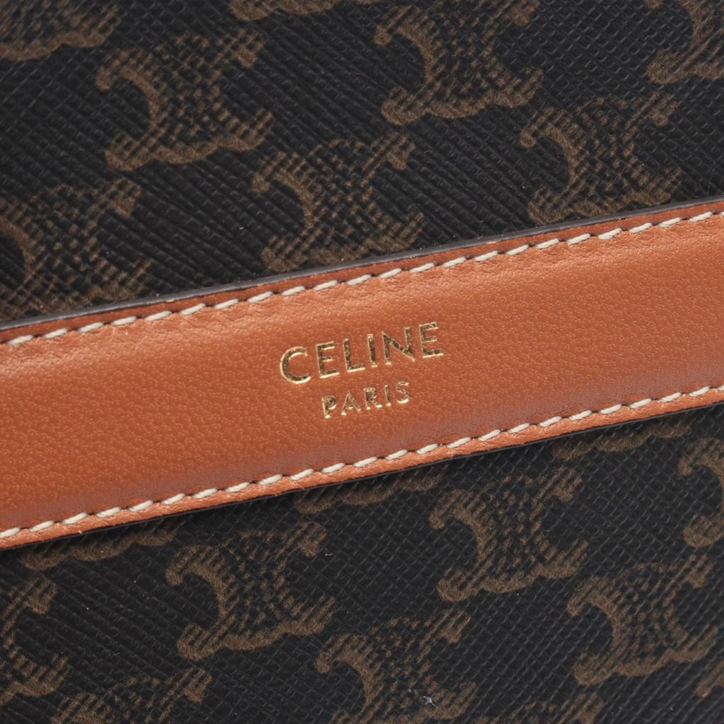 Celine Shoulder Bag Round Purse Triomphe Black Brown Canvas — view 4