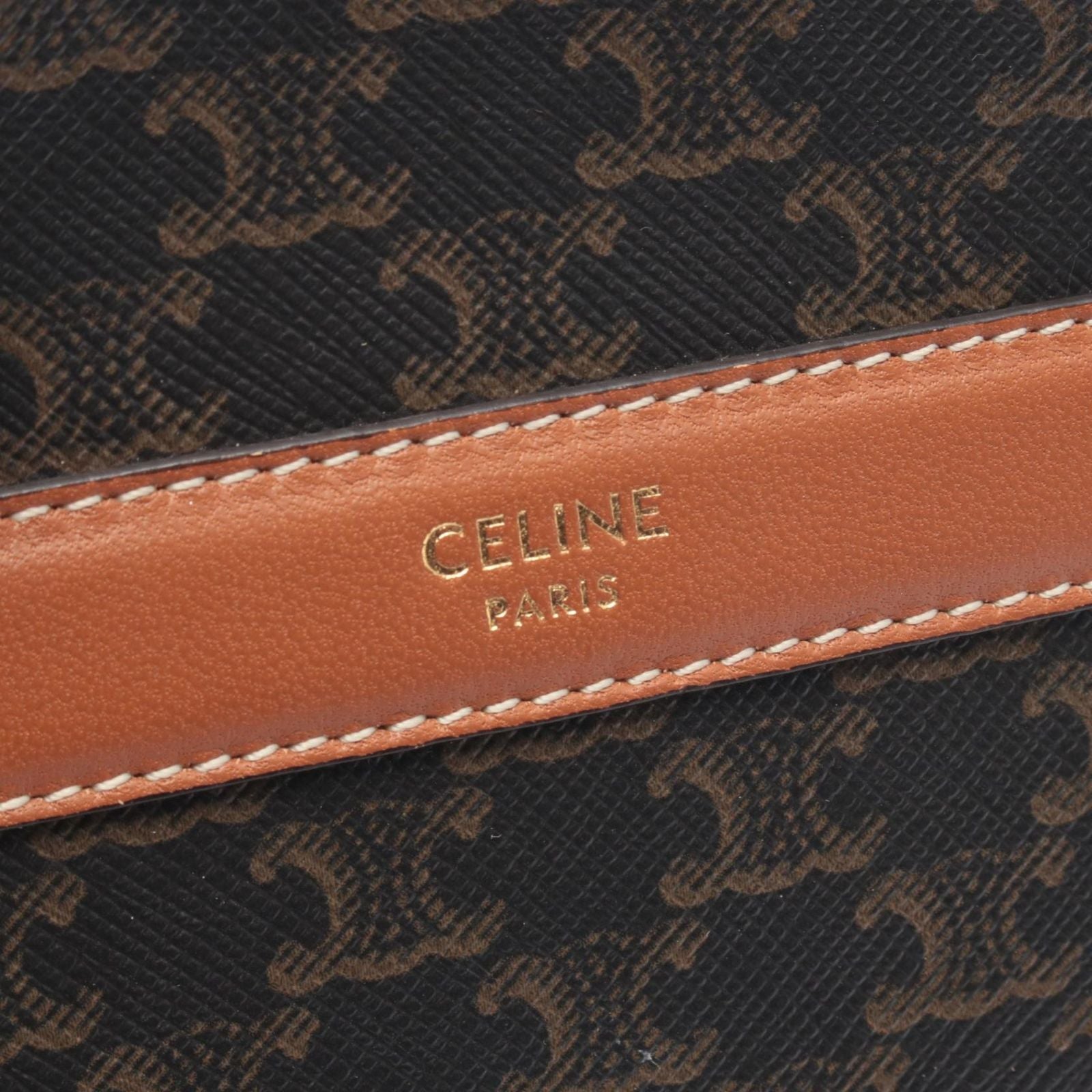 Celine Shoulder Bag Round Purse Triomphe Black Brown Canvas — view 4