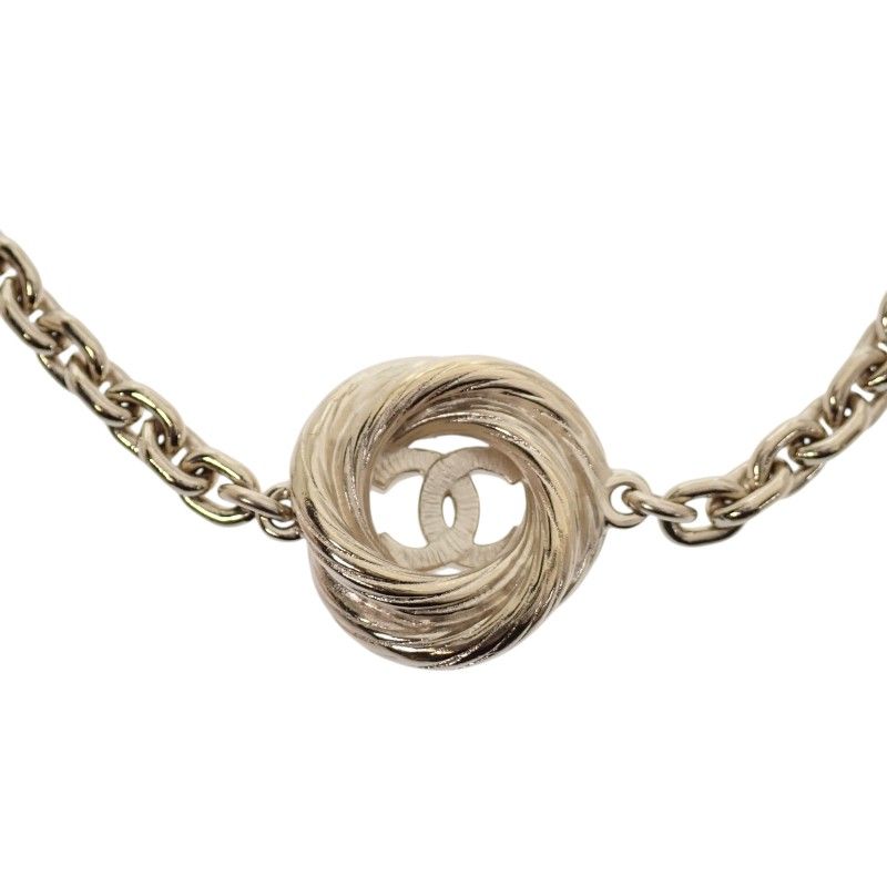 Chanel CC Logo Chain Choker Pendant Necklace Metal — view 4