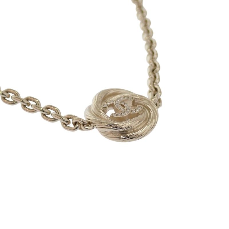 Chanel CC Logo Chain Choker Pendant Necklace Metal — view 3