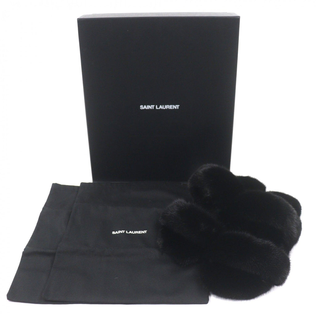 Saint Laurent Paris Mink Slide Sandals Black 44 — view 2