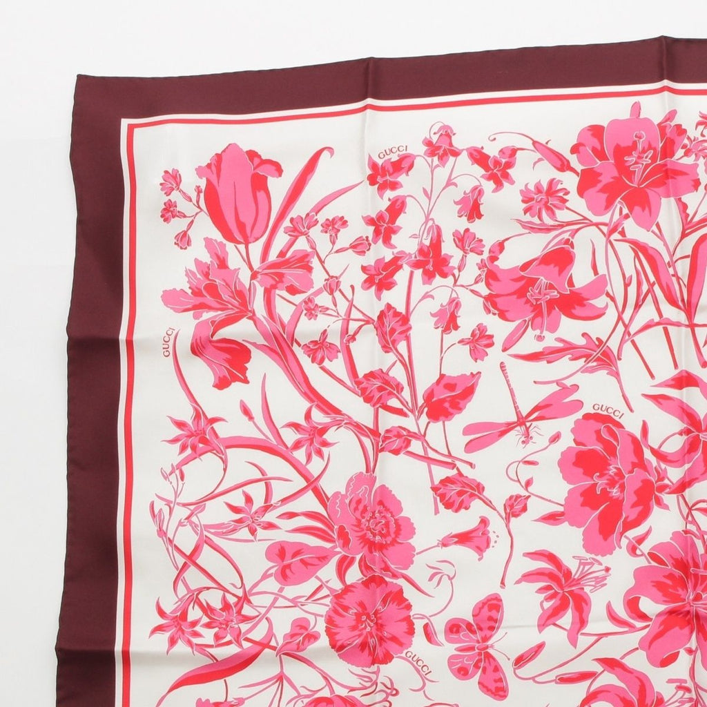 Gucci Silk GG Flora Scarf Pink — view 2