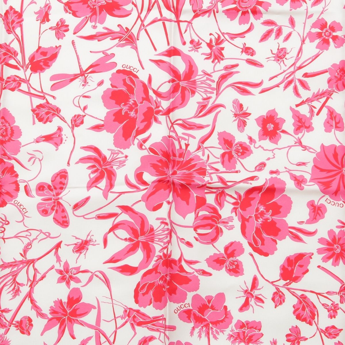 Gucci Silk GG Flora Scarf Pink — view 6