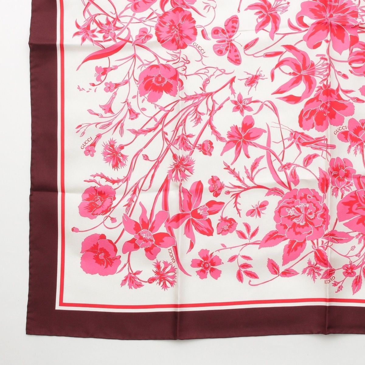 Gucci Silk GG Flora Scarf Pink — view 4