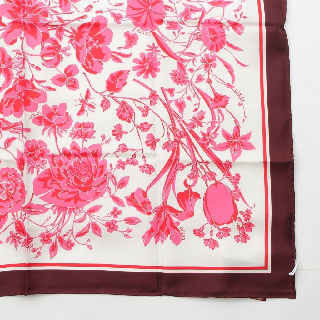 Gucci Silk GG Flora Scarf Pink — view 5