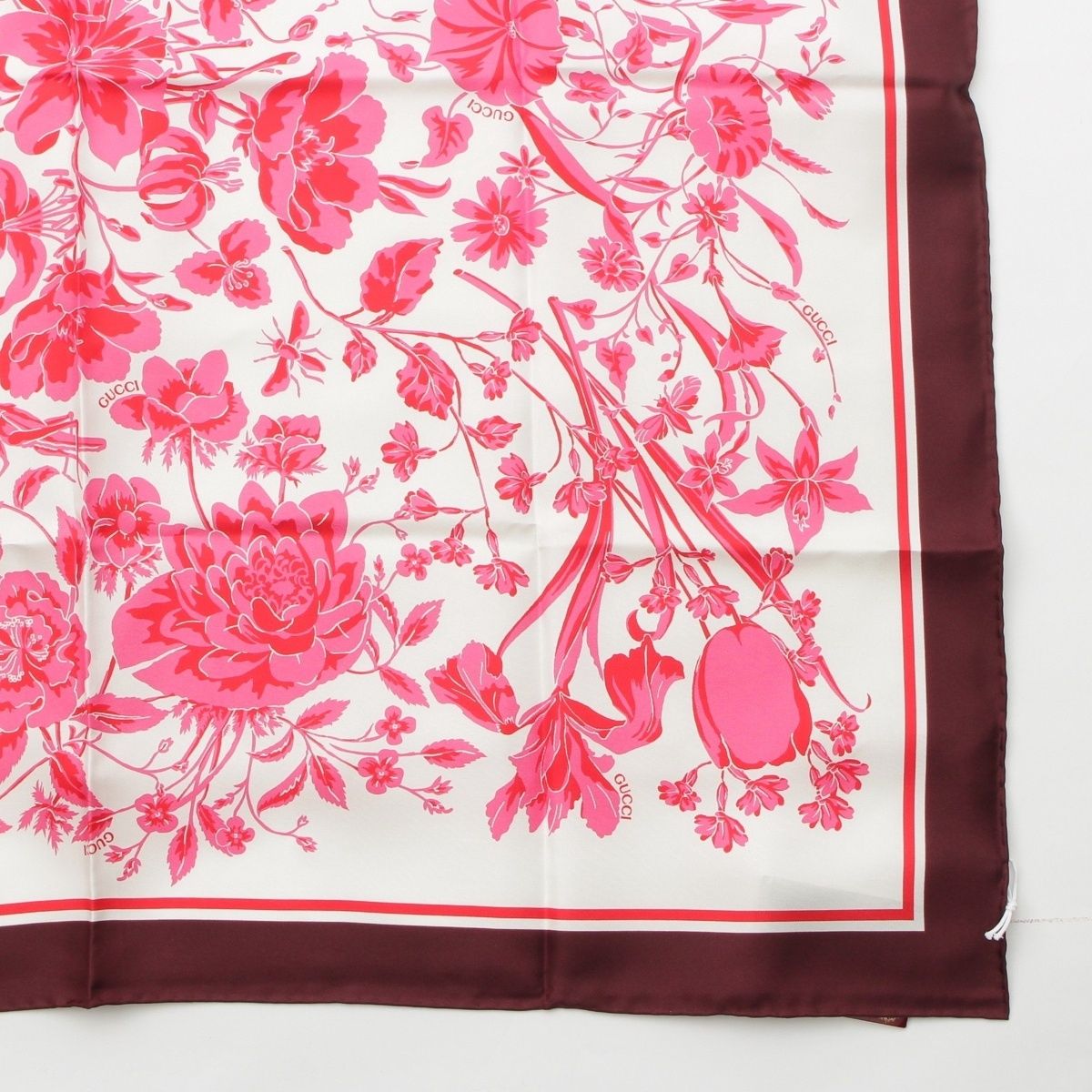 Gucci Silk GG Flora Scarf Pink — view 5