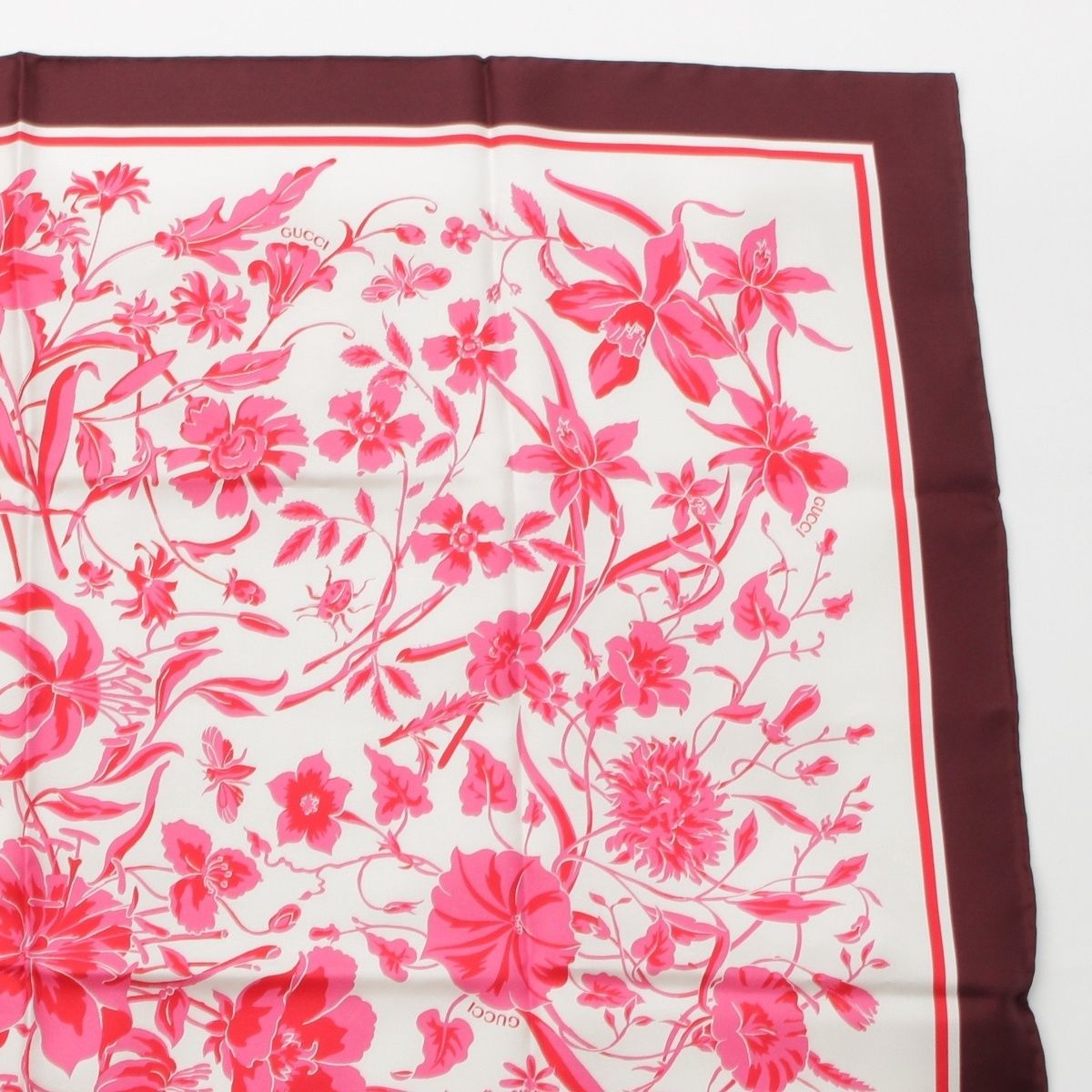 Gucci Silk GG Flora Scarf Pink — view 3