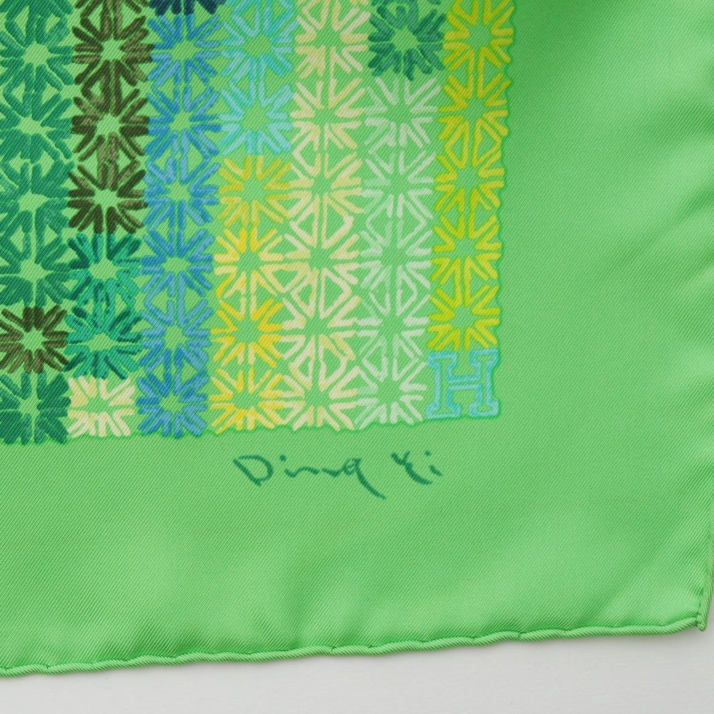Hermes Silk Carre 90 the Rhythm of China Scarf Green — view 8