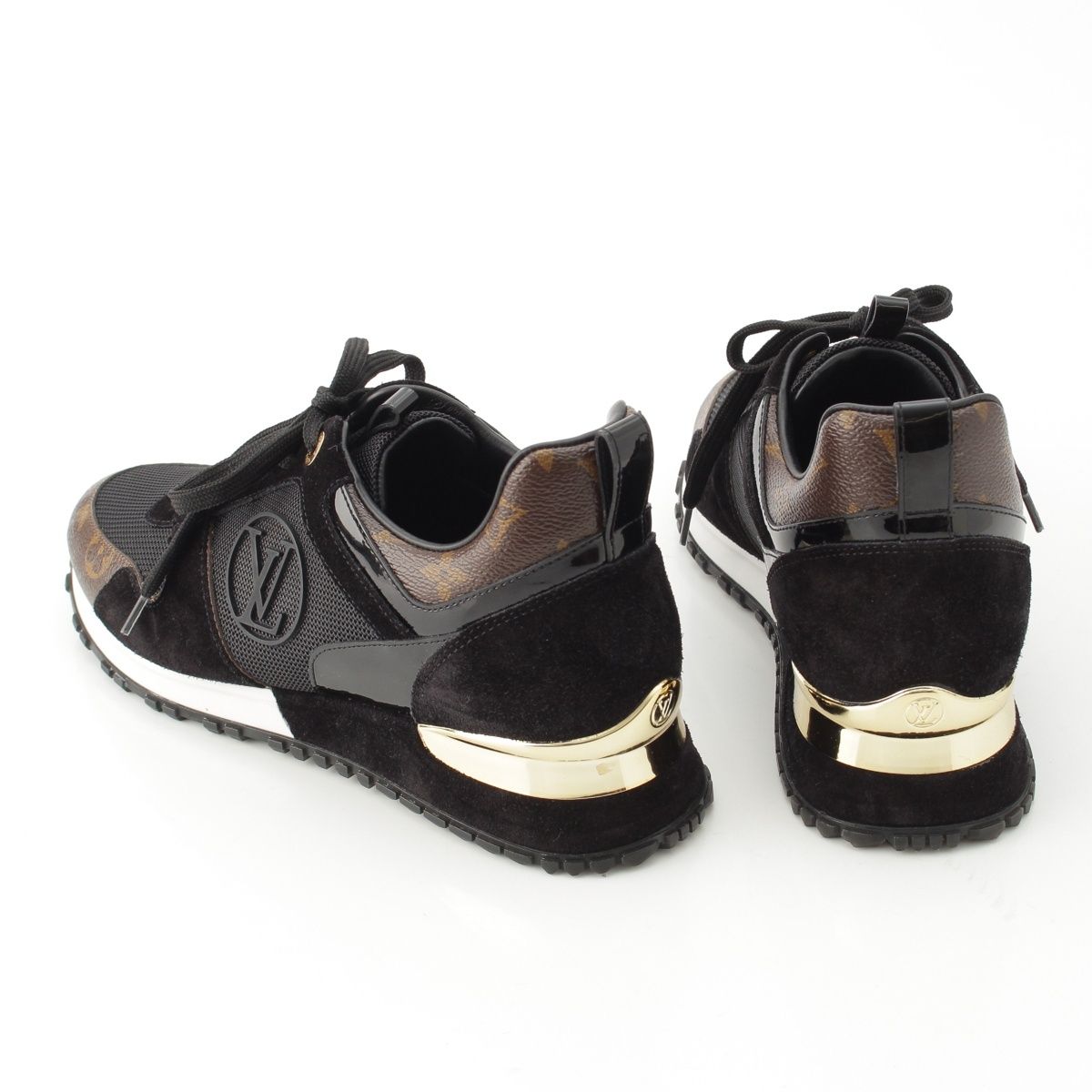 Louis Vuitton Monogram Run Away Sneakers Shoes Black Brown 38 X — view 4