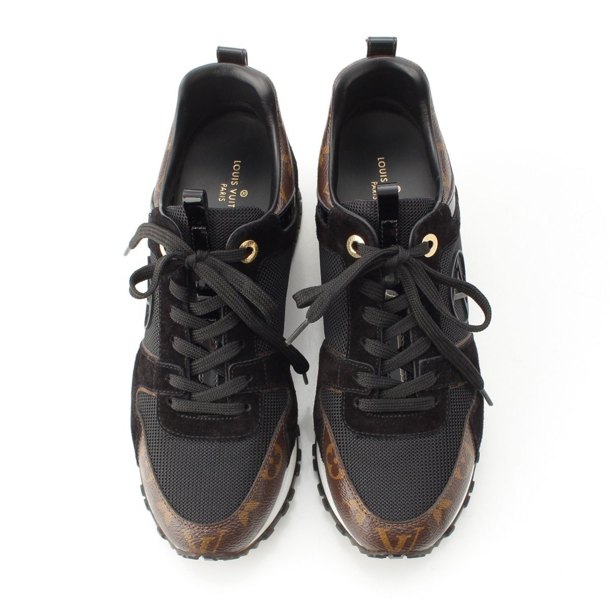 Louis Vuitton Monogram Run Away Sneakers Shoes Black Brown 38 X — view 2