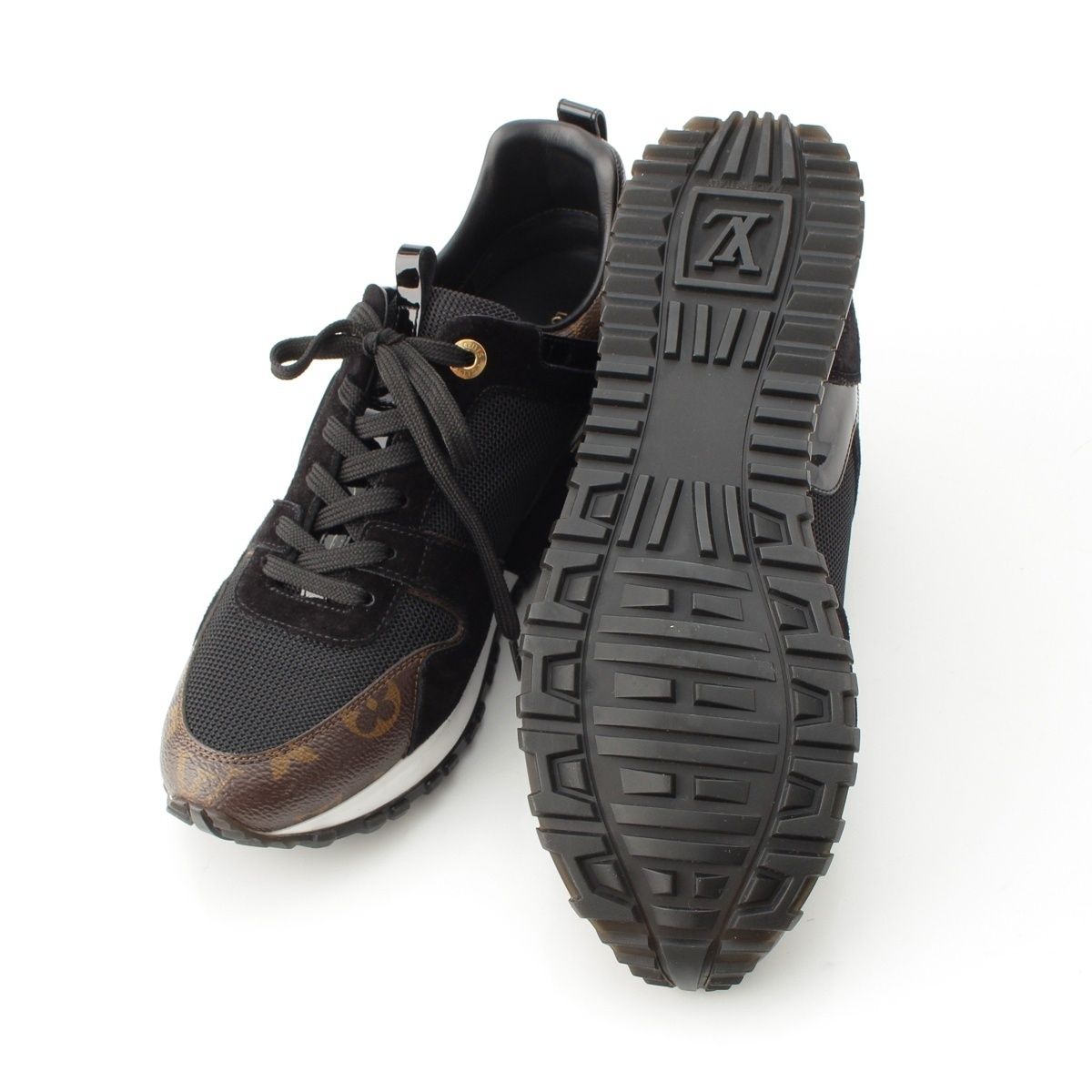 Louis Vuitton Monogram Run Away Sneakers Shoes Black Brown 38 X — view 5