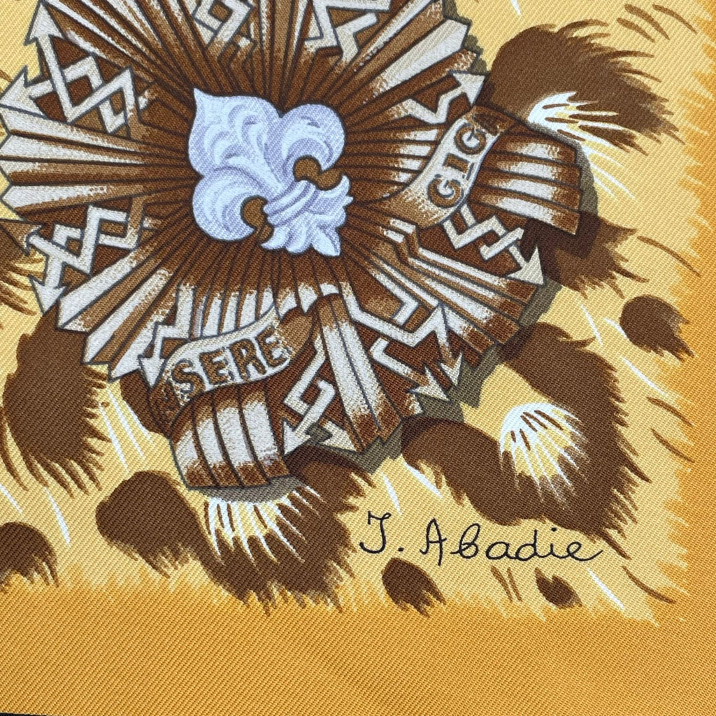 Hermes Scarf Silk Carre 90 Casques Et Plumets Faceless Helmet Yellow — view 7