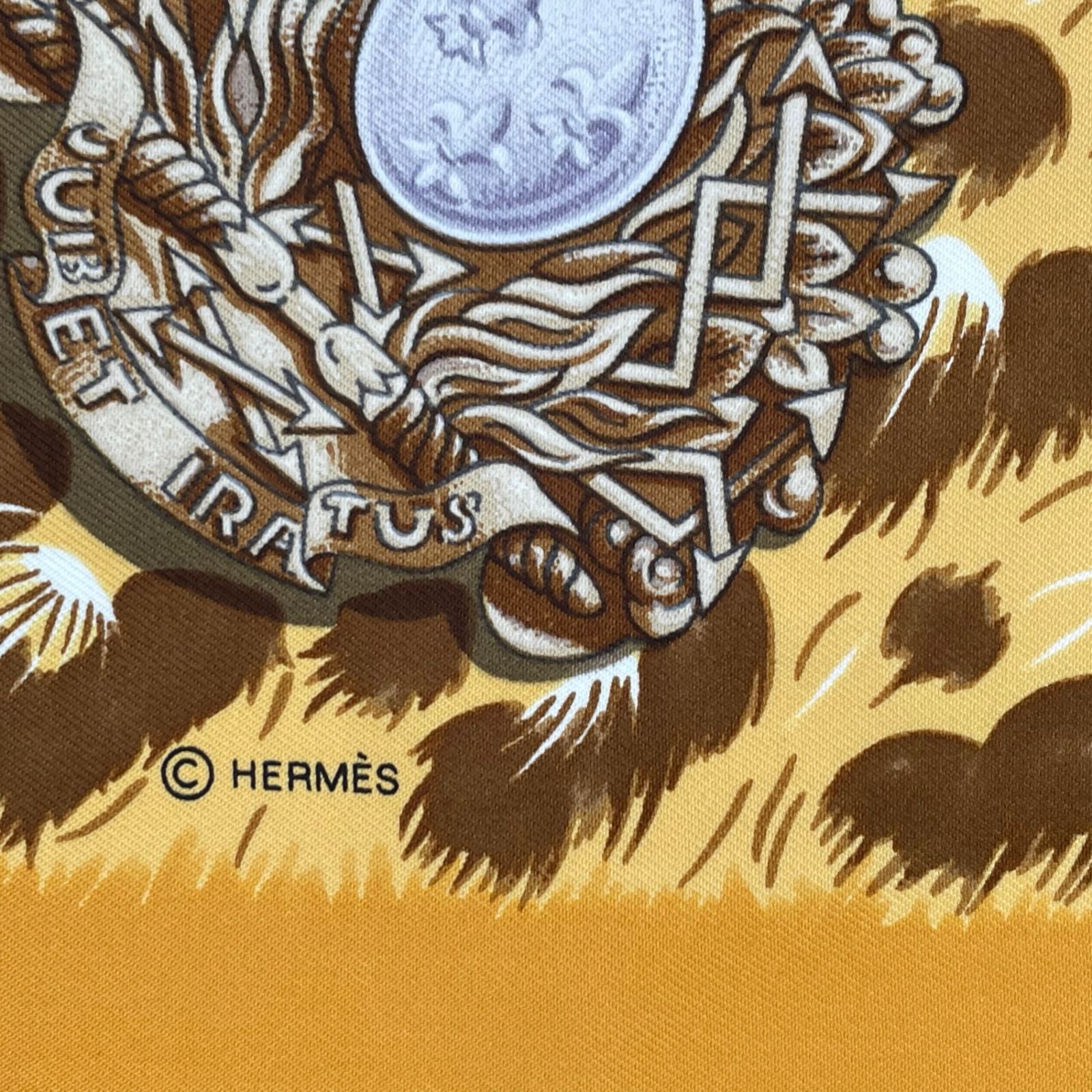Hermes Scarf Silk Carre 90 Casques Et Plumets Faceless Helmet Yellow — view 8