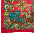 Hermes Scarf Silk Carre 90 Passiflores Passion Flower Red — view 4