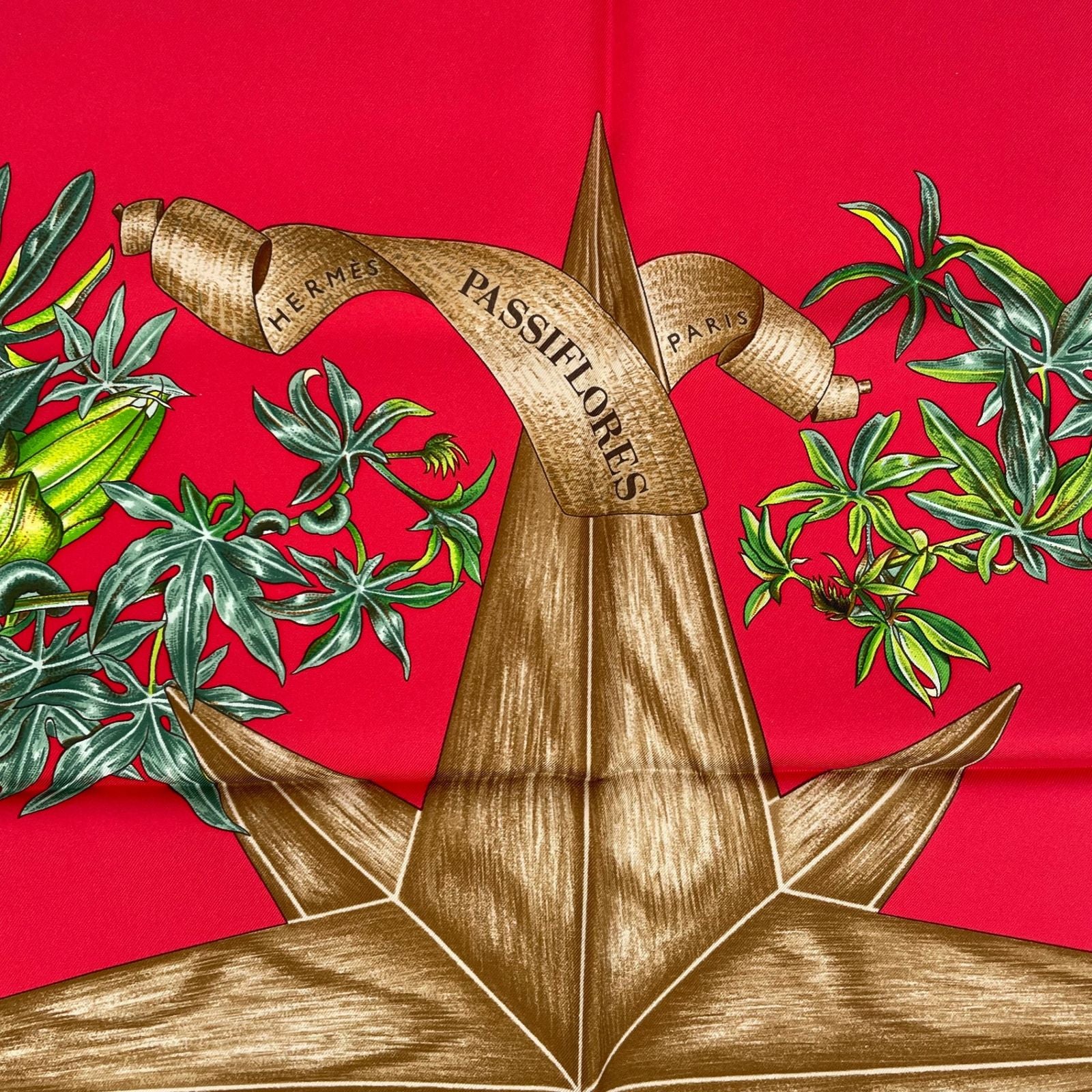 Hermes Scarf Silk Carre 90 Passiflores Passion Flower Red — view 6